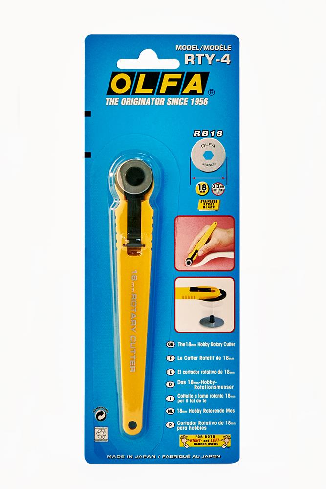 OLFA RTY-4 Rollenschneider 18 mm – Rotary Cutter mit Schnellwechsel-Klinge